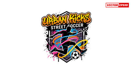 Fototapeta premium Urban Kicks Street Soccer dynamic player logo design.