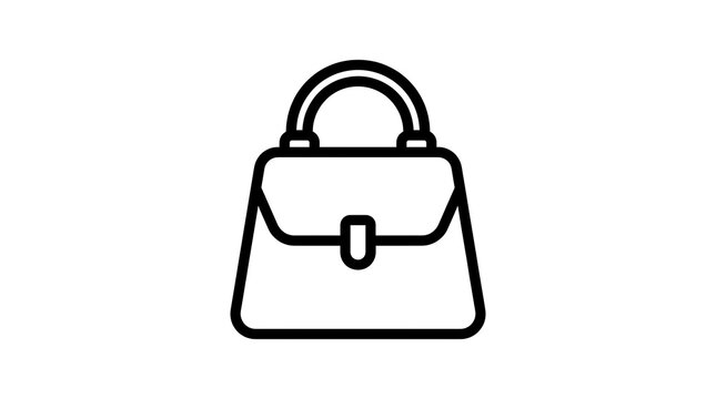 Minimalist handbag icon in black and white