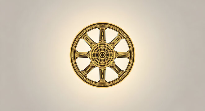 Golden Dharmachakra icon for spiritual 