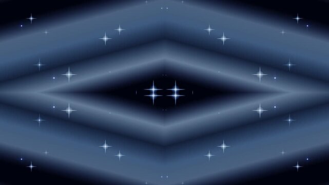 Glowing blue diamond shape with white star lights in dark