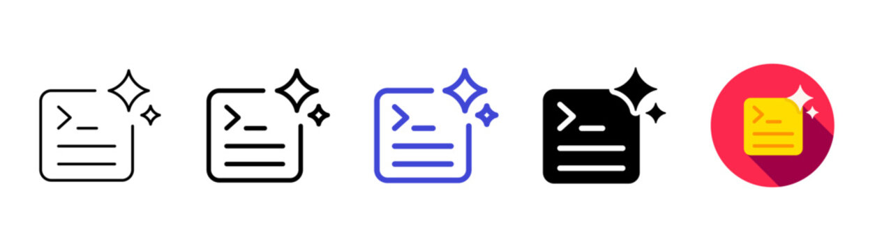 AI text prompt and artificial intelligence vector icon set. Generative AI assistant, technology command line, and terminal prompt collection. Smart interface template vector illustration