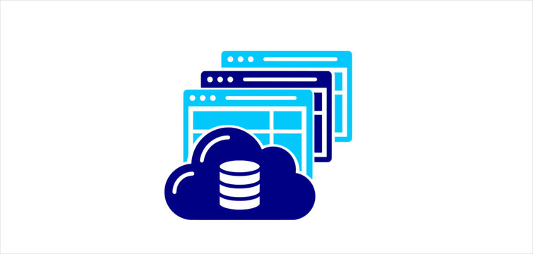Cloud database flat icon for web management. Vector illustration