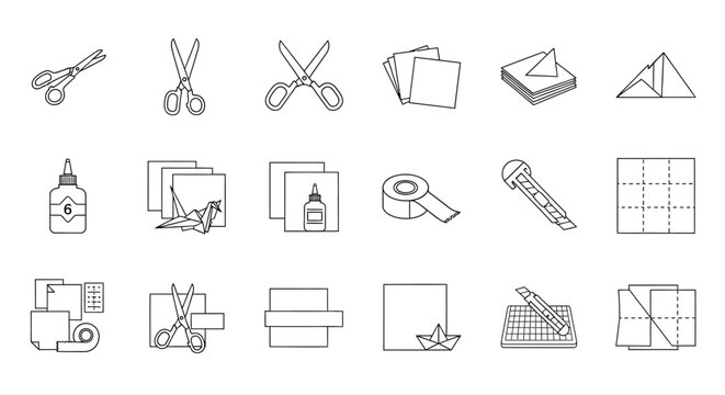 Graphic design tools and materials icons, creative workflow concept, business background