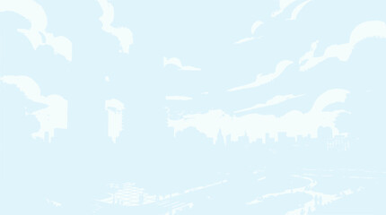 Fototapeta premium Abstract cityscape silhouette against pale blue sky with clouds