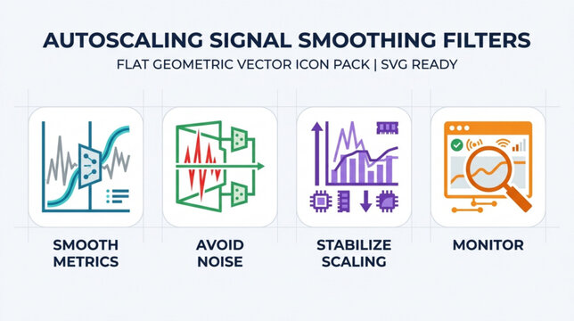 Signal smoothing filters help stabilize metrics and avoid noise in data visualization on a monitor screen