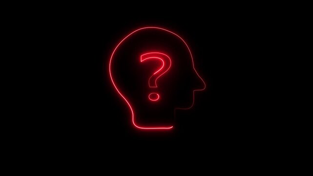 Colorful Glowing neon line Human head with question mark icon on Human icon concept. Neon glowing question mark with man head icon
