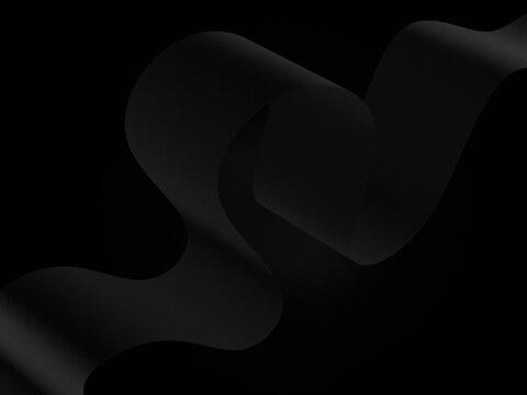 Abstract dark flowing wavy lines with subtle texture on black background 3D graphic