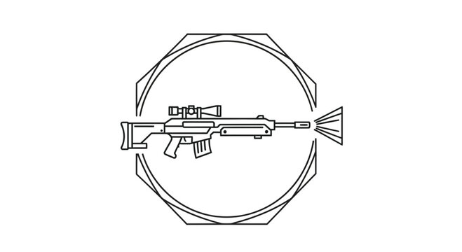 Sniper Rifle Scope Icon Vector Illustration - Military Weapon Symbol