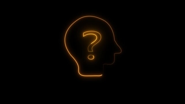 Colorful Glowing neon line Human head with question mark icon on Human icon concept. Neon glowing question mark with man head icon