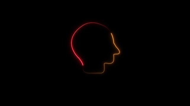 Colorful Glowing neon line Human head with question mark icon on Human icon concept. Neon glowing question mark with man head icon