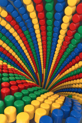 Naklejka premium Abstract LEGO background with colorful spirals and circular patterns creating dynamic movement and flow