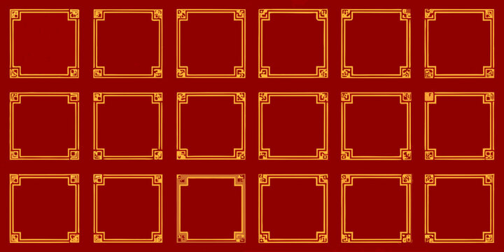Rectangular Frames With Ornamental Details Vector Illustration On Red Background