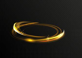 gold circle light effect. Smooth holiday light line with lighting effects. © kume111000