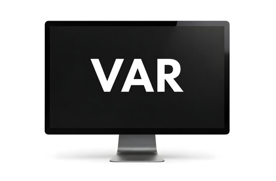 Computer monitor displaying VAR video assistant referee concept on screen