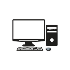 Fototapeta premium Desktop Computer Setup with Monitor Keyboard and Tower on White Background