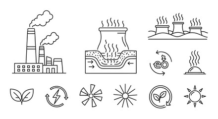 Obraz premium Industrial pollution affects environment with factories emitting smoke