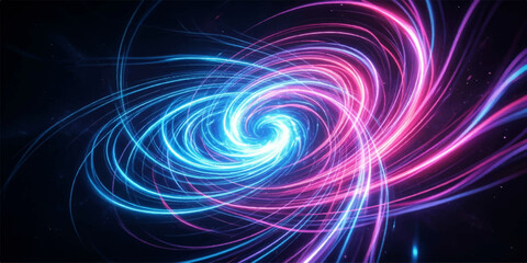 Obraz premium Abstract cosmic vortex with blue and pink glowing trails abstract background astronomy universe colorful particle astrophysics wallpaper infinite dimension