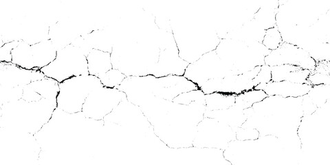 Fototapeta premium Cracked surface texture with black lines on white grunge background for graphic design