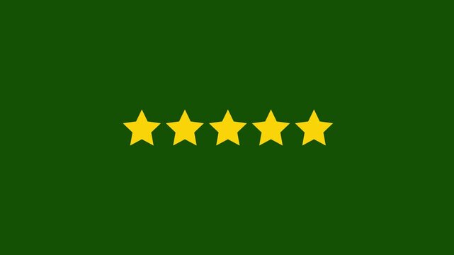 star rating animation with alpha channel. transparent background 4k video animation.