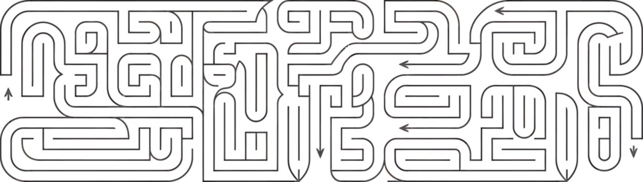 Black Maze on White Background