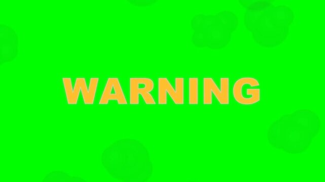 4K green screen WARNING animated title - storm clouds and lightning forming a warning, kinetic typography motion graphics intro overlay, chroma key