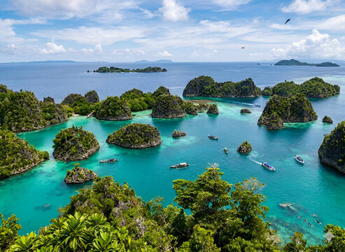 view of the bay of the island of raja ampat Indonesia