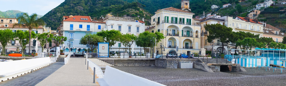 View of Minori on the Amalfi Coast in Italy.
