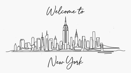 Obraz premium Minimalist New York City Skyline Line Art