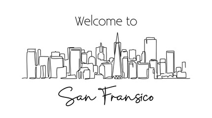 Fototapeta premium Minimalist San Francisco Skyline Illustration - Welcome Sign