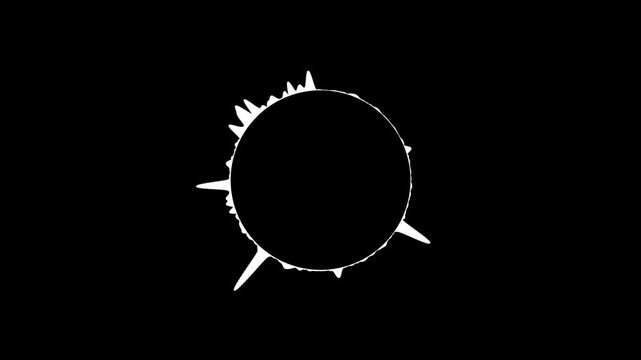 Futuristic circle waveform animation isolated on black background, audio spectrum ring visualizer with dynamic frequency lines and modern sound visualization in 4K resolution.