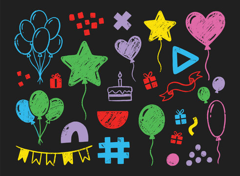 Colorful celebration icons and party elements collection