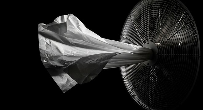 Fabric blown by fan