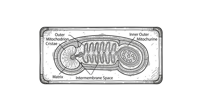Mitochondrion Structure Diagram: Cell Biology, Energy Production, Organelle Anatomy