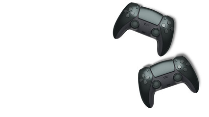 Wireless gaming controllers flying in air isolated on white background, symbolizing gaming technology concept © Vasyl Onyskiv