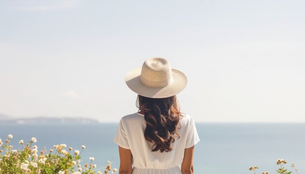 ハットをかぶる女性の後ろ姿