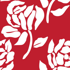 Obraz premium Adobe IllustRose floral bloom textile pattern design in red and white for fashion and home textiles, flowerrator Artwork