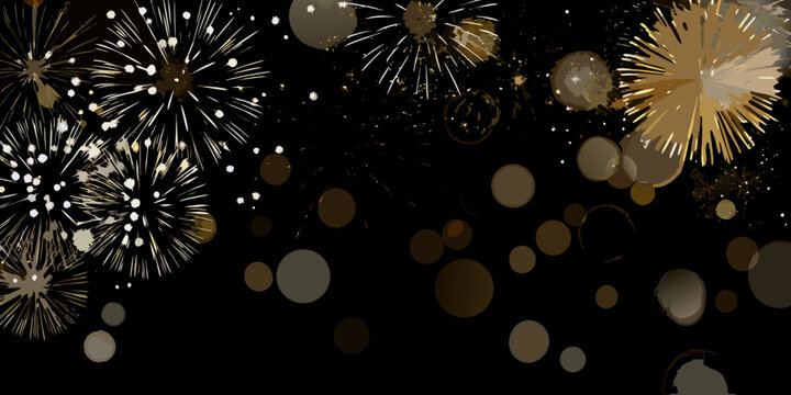 Golden fireworks exploding in a burst of light a celebratory vector illustration on black
