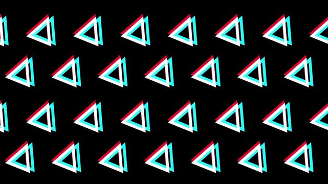 An animated screen filled with repeating small white triangle arrows pointing left arranged in a dense grid pattern on a black background