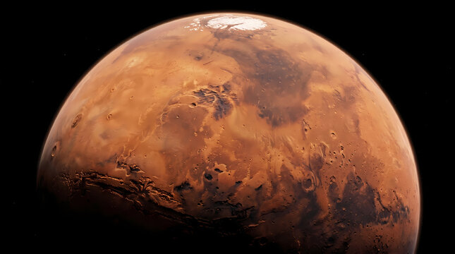 Ultra-Realistic Close-Up View of Mars Floating in Deep Space