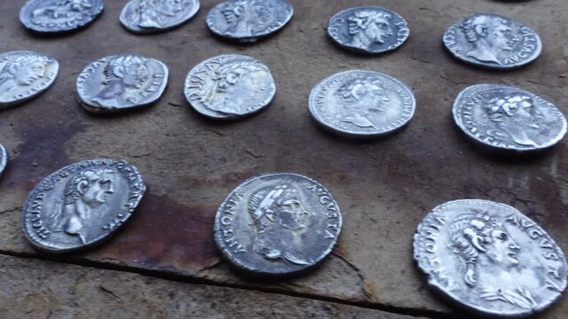 Many Silver Roman Coins of Different Emperors