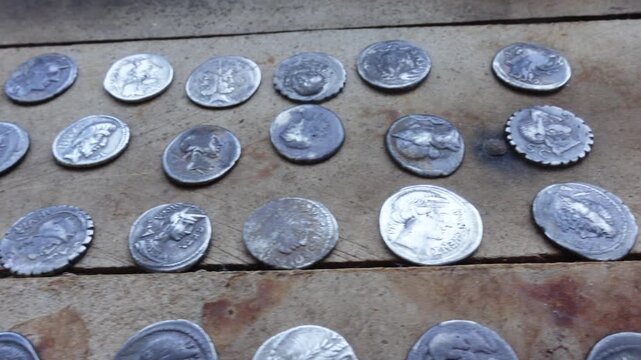 Many Silver Roman Coins of Different Emperors