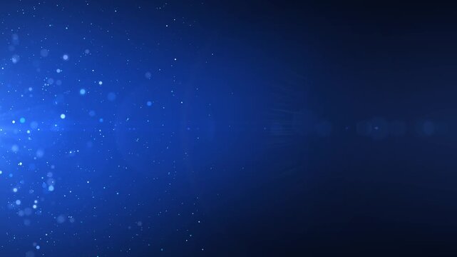 Glowing magic glittering particles with lights effects and dust particles flying on blue background, Particle seamless background, and bright white blue wave particles in the blue background loop 4k