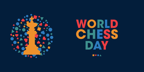 World Chess Day, Colorful Poster, Banner Design Template. © samar