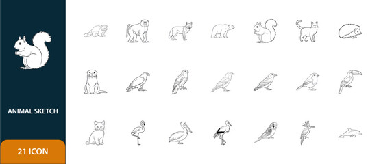 Obraz premium Animal Icon Set Vector Illustration