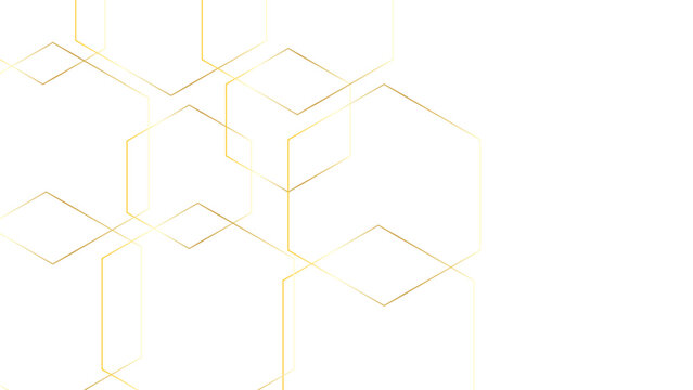 Elegant golden hexagonal frame abstract design. premium gold line geometric background template.