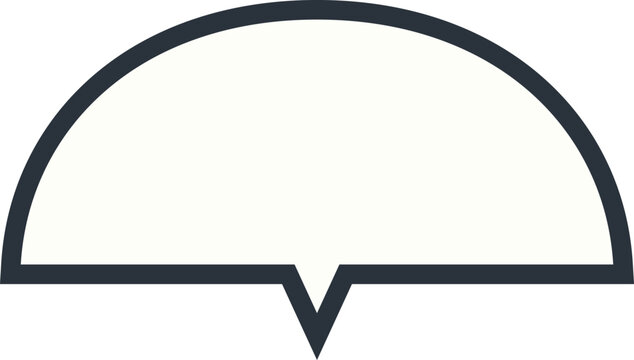 Off white half circle speech bubble with bottom point