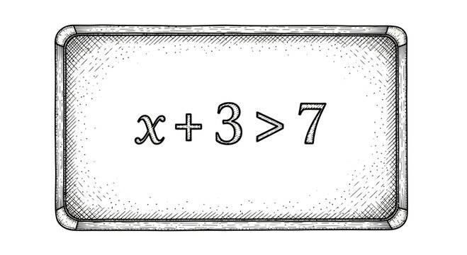 Math Inequality Equation x+3>7 on Whiteboard