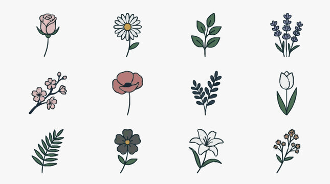 Elegant Floral Line Art Collection.