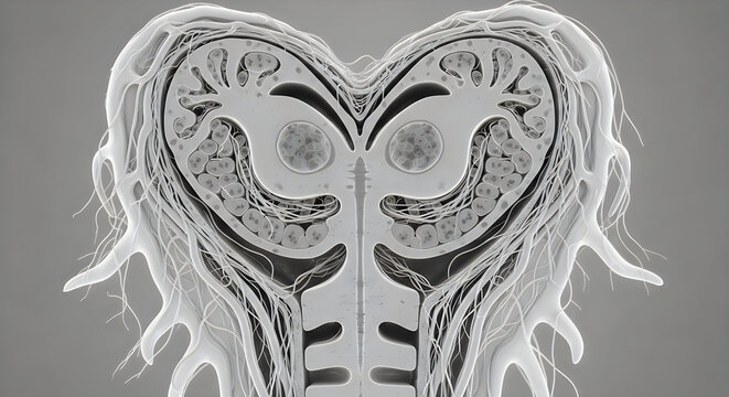 Microscopic view of a jellyfish embryo development stage, detailed cellular structure, scientific research, 3d render