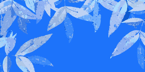 Obraz premium Blue willow leaf silhouettes create a textured botanical pattern against a solid background leaves